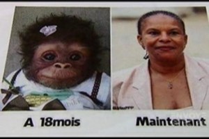 Dans l’émission Envoyé Spécial de France 2, une candidate investie pour les prochaines municipales par le Front National, parti français d’extrême droite, a montré avec fierté un odieux montage photo de sa composition dans lequel elle compare la Ministre française de la Justice à un singe parce qu’elle est de couleur noire.